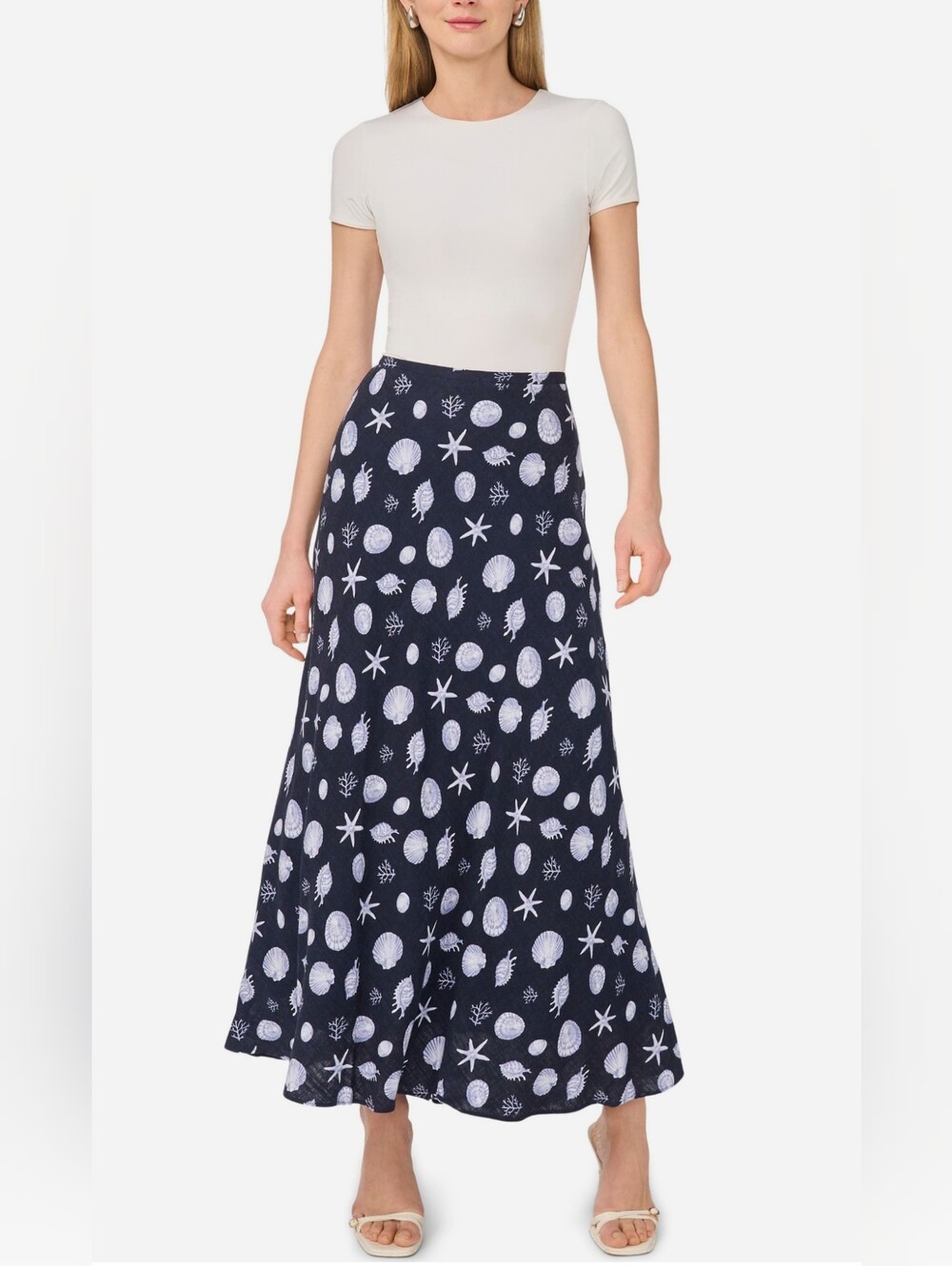 (1770) 1.STATE Ocean Print Boas Cut Maxi Skirt, Size 12